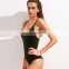 2017 custom brand new design bikini swimwear scoop neck cross back monokini velvet bathing suit