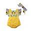 2019 Popular  clothes set Sunflowers Toddler Romper Baby Girl Clothes Set With Flying Sleeve Infant Kids Summer Outfit