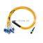 High Quality 15 Meters 12 Cores MPO to LC Male Single mode G657A Fan Out Fiber Optic Patch Cord