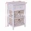 Wicker Basket White Nightstand 3 Tiers 1 Drawer Bedside End Table Organizer