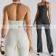Ribbed Quick Dry Sports Clothing Halter Backless Flare Rompers Bodysuit Gym Fitness Jumpsuits One Piece Yoga Jumpsuit For Women