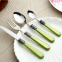 Vintage Acrylic Handle Plastic Dinner Cutlery Set Stainless Steel Knife Dessert Spoon Fork Flatware