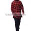 2016 Autumn 100% Cotton Side Zip Red and Black Longline Elongated Plaid Mens Flannel T Shirts