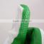 10gauge bleached cotton coated with green rubber palm coated gloves