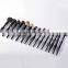 New Beauty body shape handle black platic material 15pcs makeup brushes