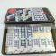 Professional High Quality Low MOQ 55pcs Double 9 Dominoes Set Color Dots With Custom Logo in Tin Iron Box