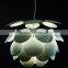 metal in flower shape suspension light fixture in white painted