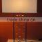 Contemporary cross metal holder double square brown fabric shade hotel bedroom table light