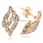 Women 18k Gold Plated Earrings Magnetic Rhinestone Wing Stud Earring