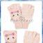 Pink Fluffy Bunny Capped Mittens Animal Knitted Gloves