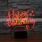 3D Optical Night Light Happy Birthday Gift 7 RGB Light Colors 10 LEDs AA Battery or DC 5V Mixed Lot