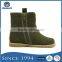 Wholesale warm dark green rubber durable sole girls suede leather boot
