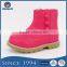 Wholesale Cheap Girls Candy Color Rose Red Winter Boots with Side Zipper