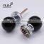 Jet Black Polished Chrome Base Round Glass Disk Knob Crystal Door Handles
