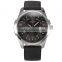 Stainless Steel Black Dial Leather Strap Analog Date Quartz Men Business Watch