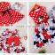 New Baby Casual Girls Cartoon Mouse Pattern Dots Dress High Short Sleeve Cotton Dresses Red Round Neck Dancing Costumes For Kids