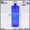 wholesale cosmetic 500ml flat shoulder pet blue detergent plastic shampoo bottle packaging with pump