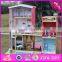 2016 new design full size children pretend play wooden uptown dollhouse with furniture W06A152