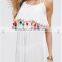 China Guangzhou clothing OEM white Sleeveless rainbow pompons women beach pompons Dress