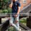 OEM Men's Slim Fit Longline T-Shirt 100% Cotton Navy Marl Long Drop T Shirt Short Sleeve Curved Hem T Shirt