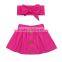 Latest Designer Cotton Skirt Kids Girl Short Dresses Matching Headband Sets