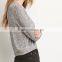 OEM supplier crew neck long sleeve short body marled knitted pullover