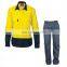 Hi vis Safety cheap reflective workwear suit with 100% cotton matching shirts and pants in clothing suits
