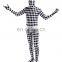 Full Body Lycra Spandex Zentai Costume Black White Check Catsuit Grid Size S M L XXL