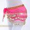 Bestdance 3 Rows Belly Dance Hip Skirt Scarf Wrap Belt Hip scarf Gold sequins Goin Coins