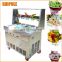 flat ice cream machine cold pan fry fried ice cream machine with 10 buckets/barrels/toppings