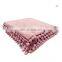 100% polyester flannel blanket with pom border two sides brushed cozy fleece throw