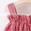 Newborn Baby Romper Sets Summer Plaid Slip Dress And Pants Cotton Baby Girl Outfits