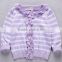 Stripes sleeves sweater 100% cotton yarn Knit girl cardigan for spring