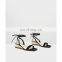 New Arrival Lace up Design Open Square Toe Espadrille Wedge Heels Buckle Closure Ladies Sandals Shoes Ankle Wrap Metal Women Pu
