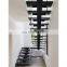 High Quality Indoor Glass-Wood Black Walnut Straight Staircases