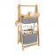 K&B collapsible bamboo laundry basket foldable 2-tier laundry basket for bathroom