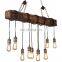 Kitchen bars long rectangle industrial vintage lamp loft retro iron chains wood pendant light