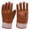 Heavy Duty Safety Cuff Cotton Jersey Liner Rough Sandy Orange PVC Coated Gloves