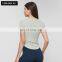 2 In 1 Piece Square Collar Woman U Hem Causal Tshirts Factory Supply Side Folding Sports Tops
