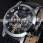 Stainless steel top genuine leather strap movement mechanical watch power reserve, date,day,month,24 hours function WM444