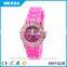 fashion high quality colorful silicon strap diamond quartz watch