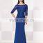 Hot Sale Graceful Long A-Line Scoop Three Quarter Sleeve Beaded Mother Dress Chiffon Evening Party Dress Custom Made HA-016