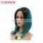 Wholesale Cheap Black to Green Two Tones Wig 10" Lace Front Ombre Color Wig for Young Lady Quality Choice