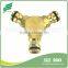 Brass three-way hose coupling