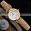 Fashion Lady Flower Dial Genuine Leather White Yellow Brown Pointer 30m Waterproof Lady Wrist Watch