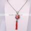 Jasper Stone Charms Druzy Tassel Necklace, Gem Stone Druzy Pendant, Pave Crystal Glass Tassel Jewelry, Stone Chain Necklace