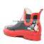 Safty rubber rose pattern rain boots for women