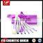 7pcs Convenient Travel Makeup Brush Set in Purple pouch