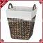Black dyeing water hyacinth woven deep basket of dirty laundry with liner