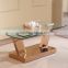 glass adjustable coffee table with rose golden stainless steel